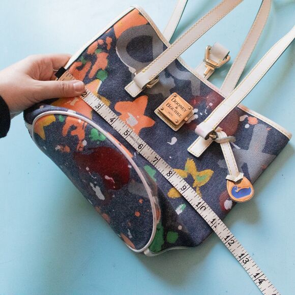 Dooney & Bourke Hand Painted Graffiti Splatte Canvas Bucket Shoulder Tote Bag - Picture 9 of 12